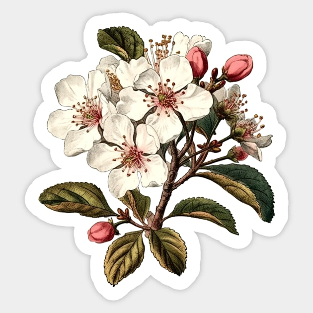 Vintage Cherry Blossom Art Sticker by bztees3@gmail.com